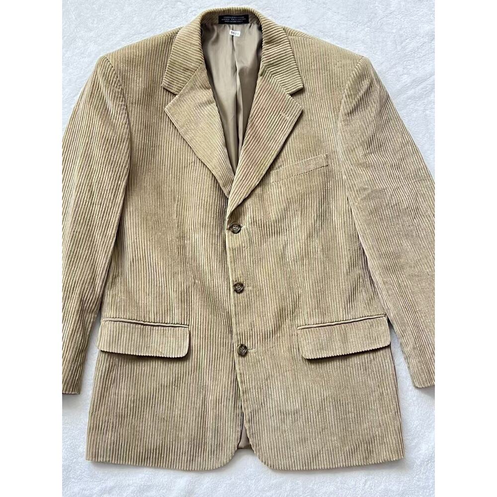 Methode Corduroy Blazer Mens XL Golden Tan 3 Button Cotton Bespoke Handpicked